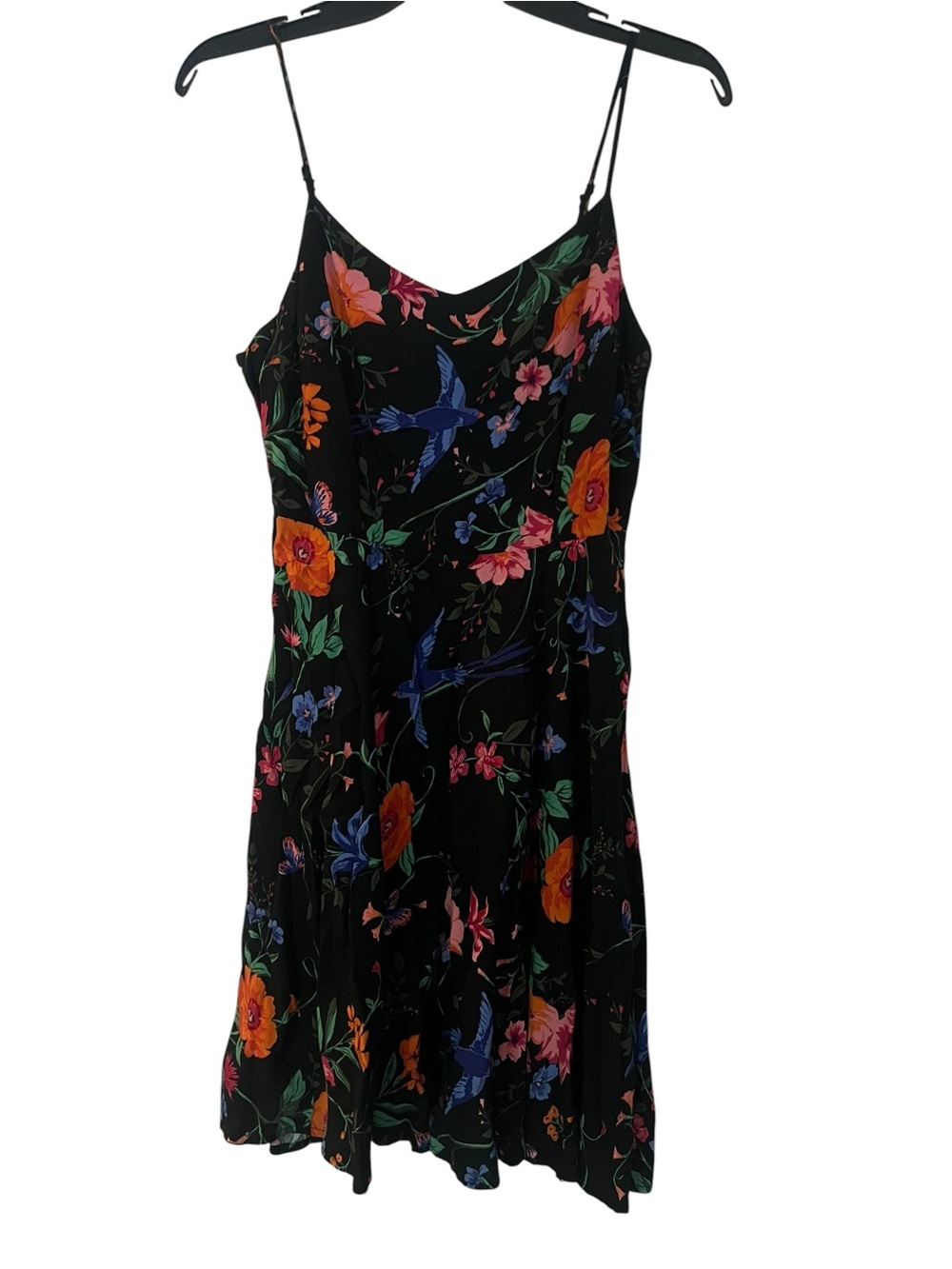 Old Navy Black Floral Slip Dress with Multicolor Blooms